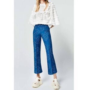 SMYTHE cropped pintuck pant in indigo floral Pants Size 8